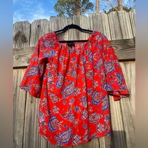 Cynthia Rowley Red Paisley Blouse Size L